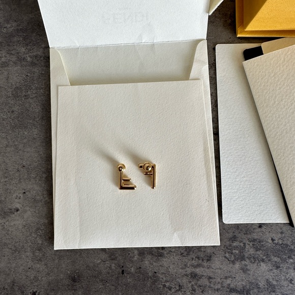 Fendi FF Gold Tone Earrings - Picture 6 of 11